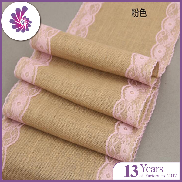 Jute Burlap Table Runner with Lace trims