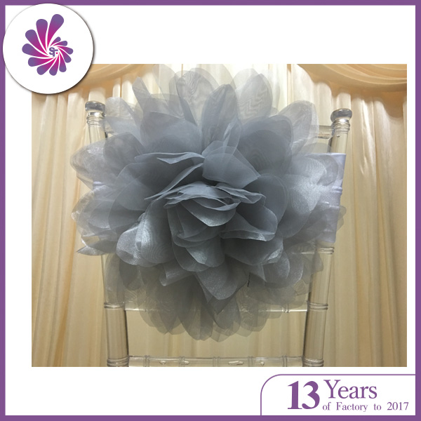 Organza Satin Rose Chair Sash for Decoration