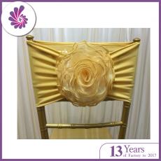 Wedding Spandex Chair Sash with Organza Rose