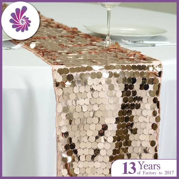 12*108 Large Payette Champagne Gold Sequin Table Runner